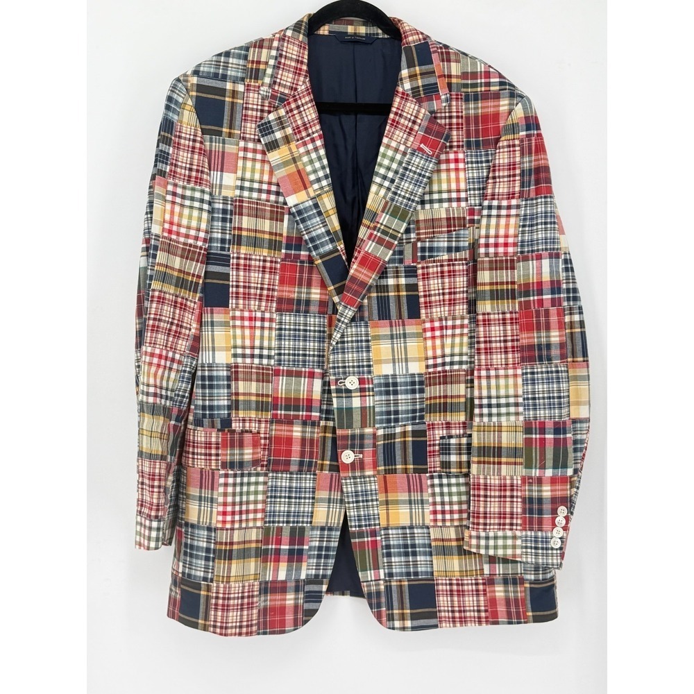 Brooks Brothers Vintage 05' Madras Patchwork Golden Fleece Sport Coat 44L Preppy